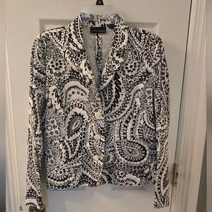 Relativity Design Lab Women's Black and White Cotton Blend Blazer, Size M (1206)